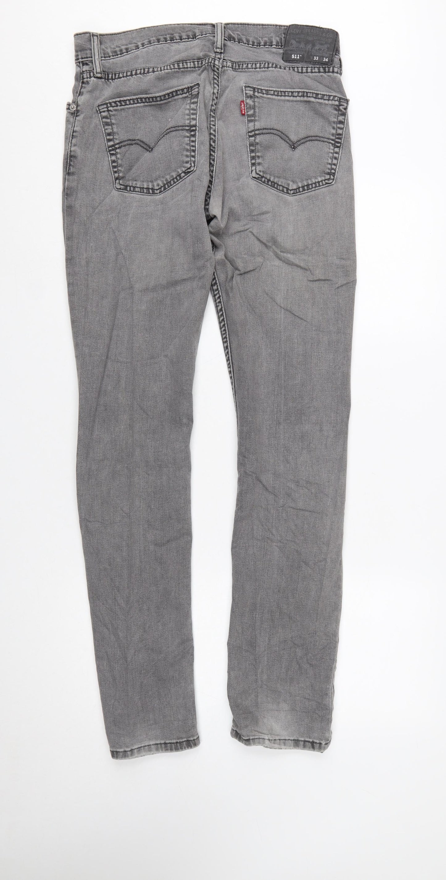 Levi’s 511 Men's Grey Slim Fit Jeans W33 L34 Cotton Denim