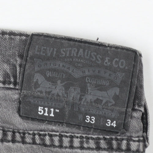 Levi’s 511 Men's Grey Slim Fit Jeans W33 L34 Cotton Denim