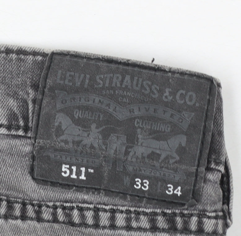 Levi’s 511 Men's Grey Slim Fit Jeans W33 L34 Cotton Denim