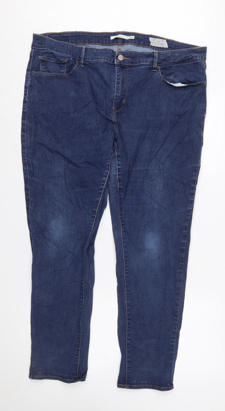 Levi's Women's Blue 711 Skinny Jeans Size 24W Plus Denim Mid Rise