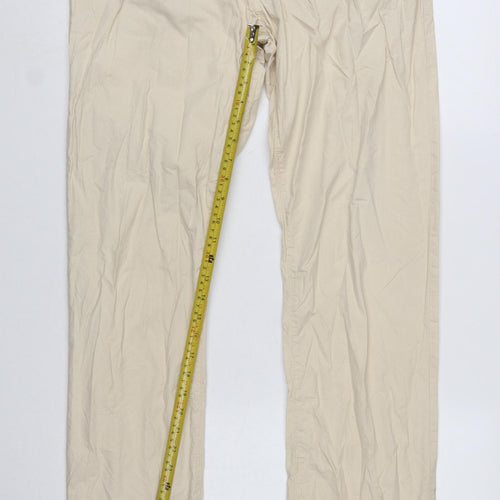 Hugo Boss Men's Beige Striped Poplin Chino Trousers W36 L34