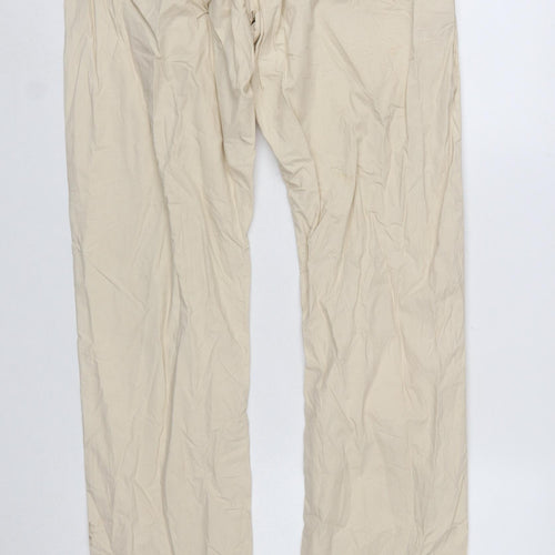 Hugo Boss Men's Beige Striped Poplin Chino Trousers W36 L34