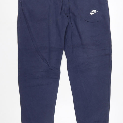Nike Men's Blue Jogger Trousers L Tall Cotton Blend Casual