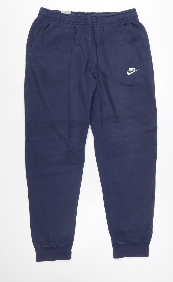 Nike Men's Blue Jogger Trousers L Tall Cotton Blend Casual