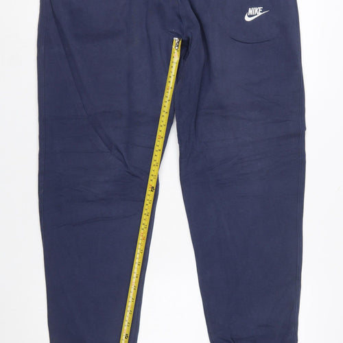 Nike Men's Blue Jogger Trousers L Tall Cotton Blend Casual