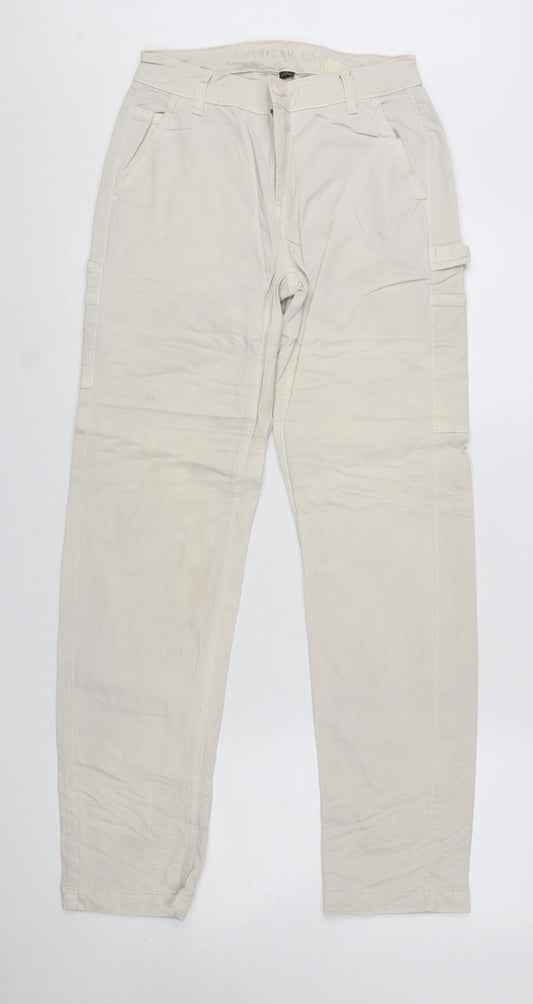 American Eagle Womens Beige Cargo Trousers Size 4 Regular Stretch Cotton Twill