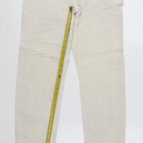 American Eagle Womens Beige Cargo Trousers Size 4 Regular Stretch Cotton Twill