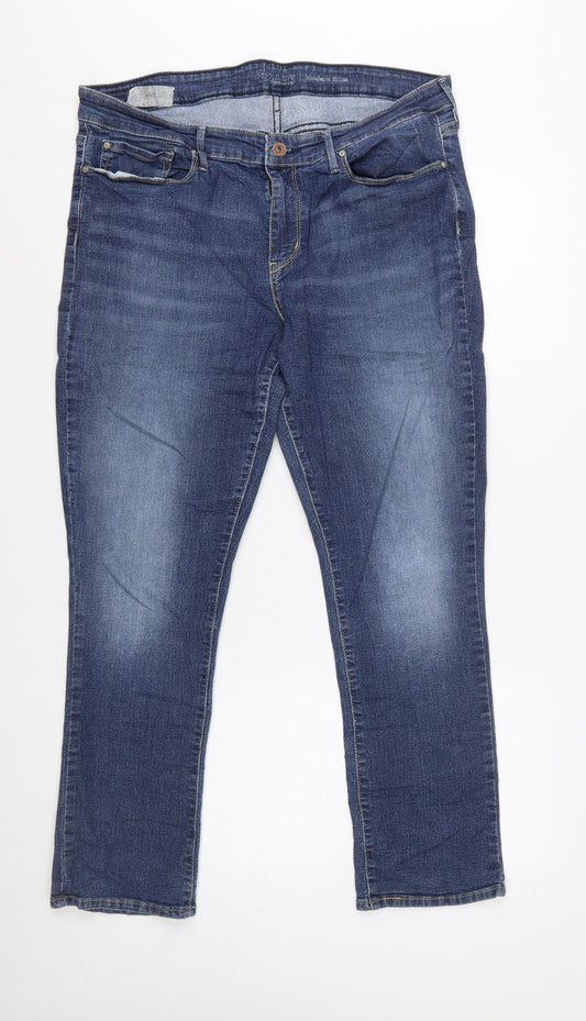 Levi Strauss Women's Blue Straight Slim Jeans Size 16 Regular Fit