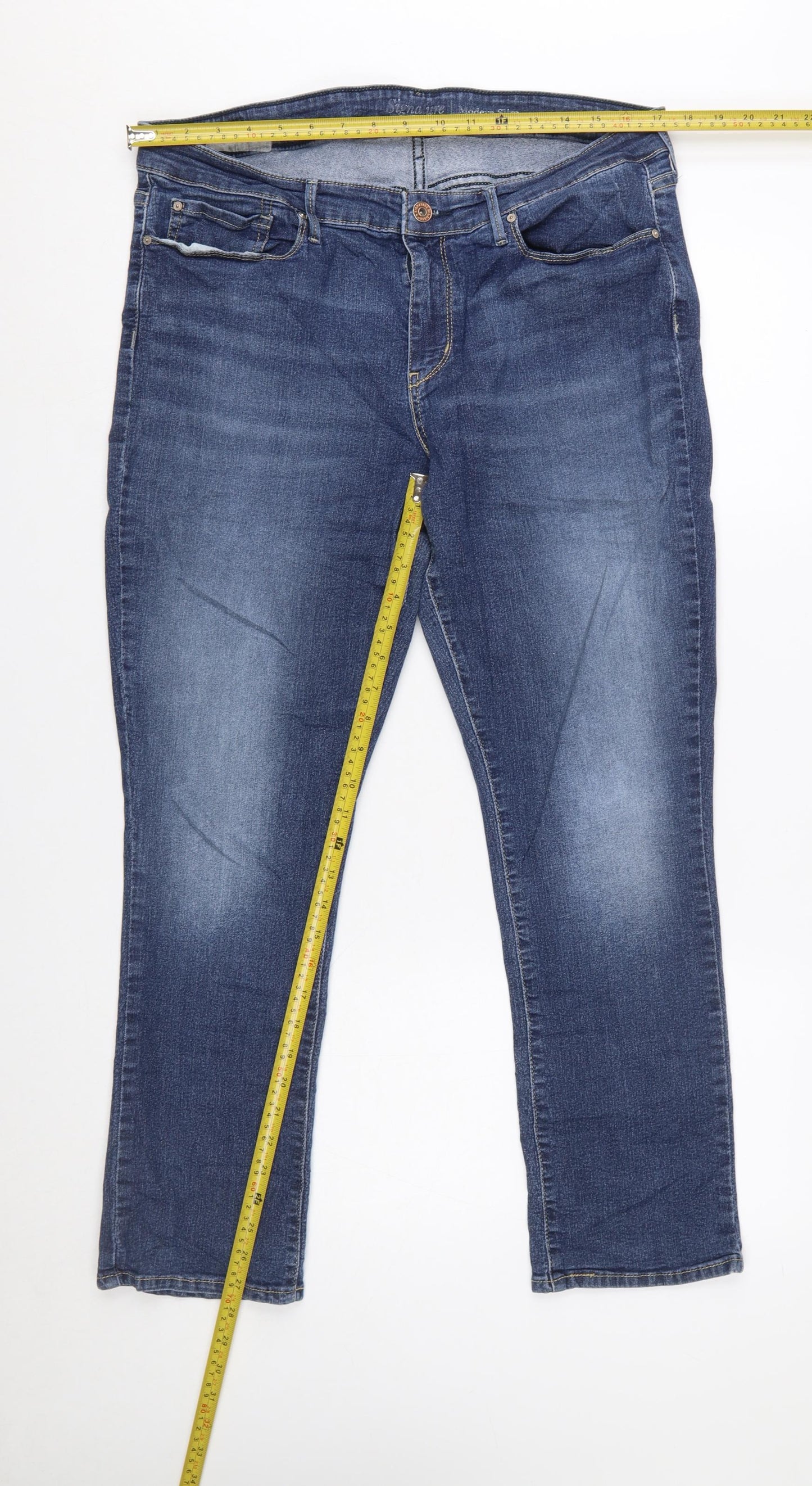 Levi Strauss Women's Blue Straight Slim Jeans Size 16 Regular Fit