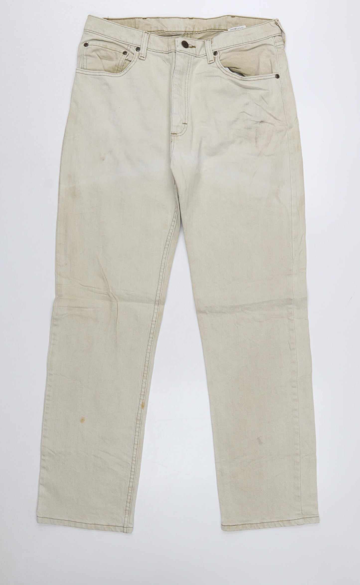Wrangler Men's Beige Regular Fit Straight Leg Jeans 34x32