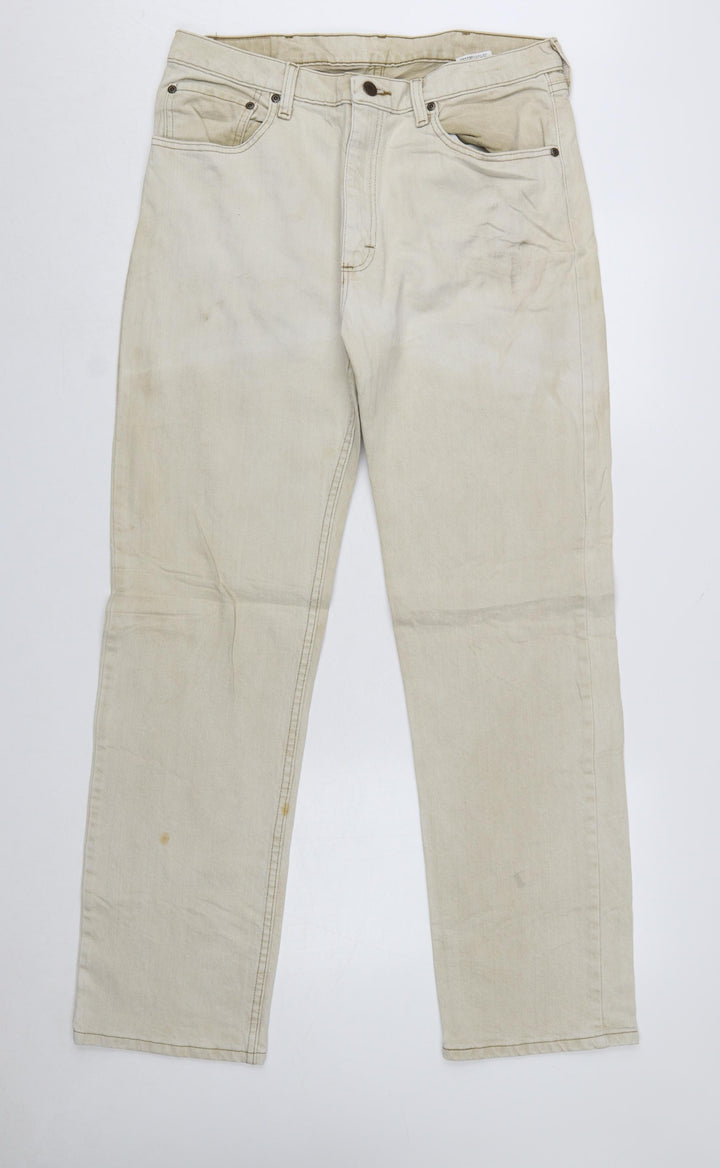 Wrangler Men's Beige Regular Fit Straight Leg Jeans 34x32