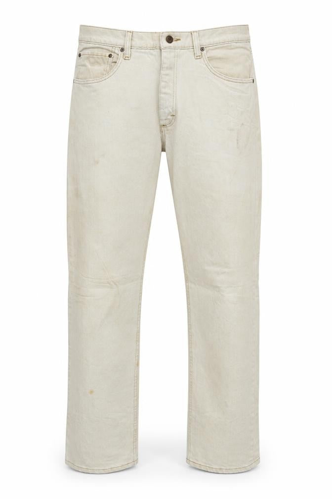 Front view of Wrangler Men's Beige Regular Fit Straight Leg Jeans 34x32