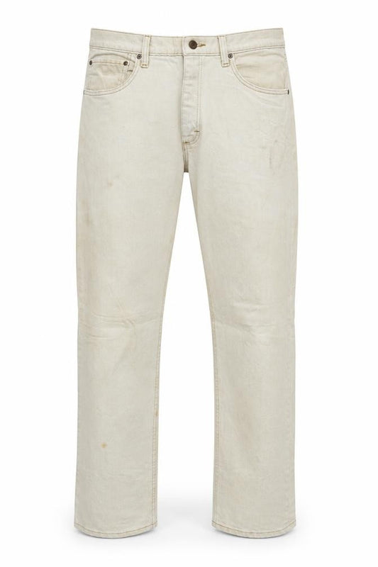 Front view of Wrangler Men's Beige Regular Fit Straight Leg Jeans 34x32