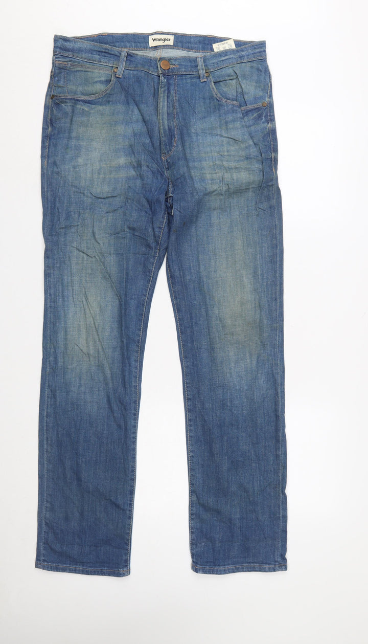 Wrangler Men's Blue Straight Regular Fit Jeans W34 L32