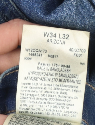 Wrangler Men's Blue Straight Regular Fit Jeans W34 L32