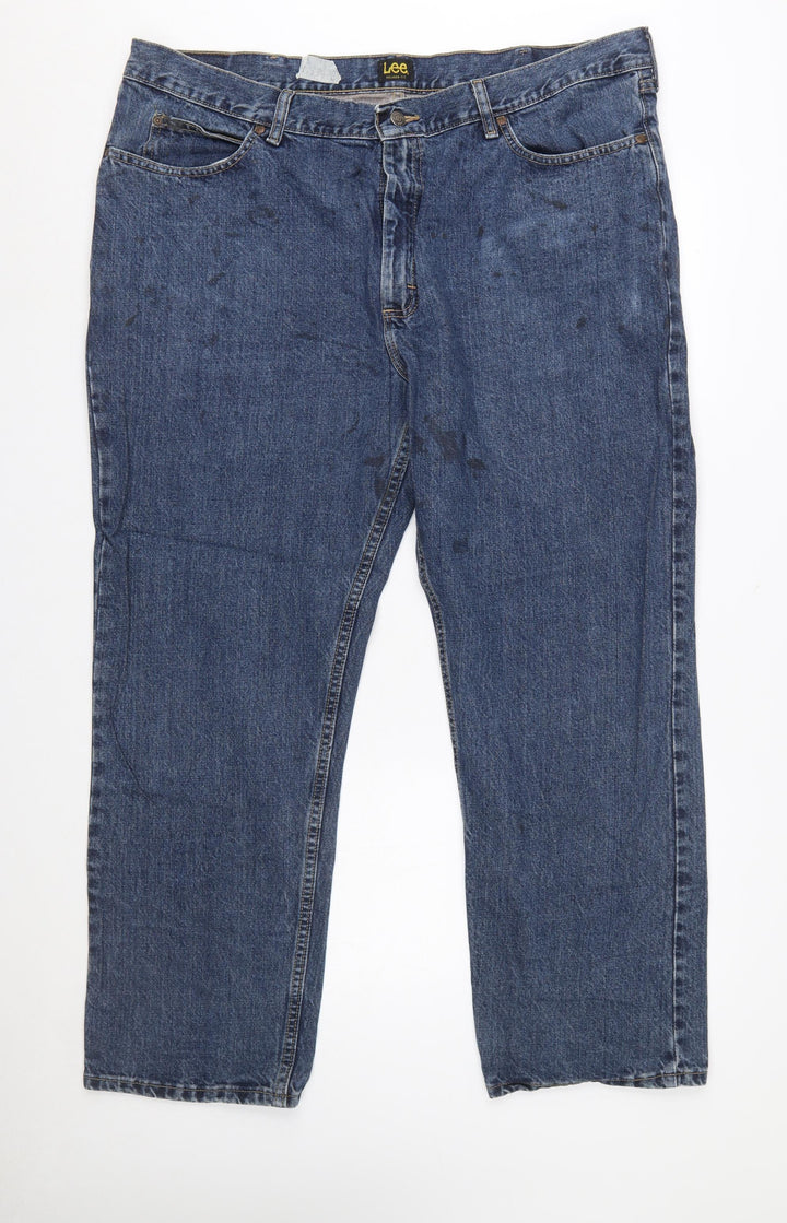 Lee Men's Blue Relaxed Fit Straight Leg Jeans 42x30 Denim
