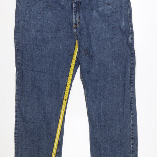 Lee Men's Blue Relaxed Fit Straight Leg Jeans 42x30 Denim