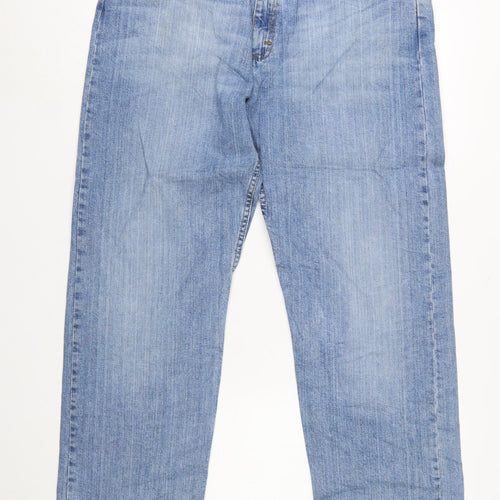 Wrangler Men's Blue Straight Leg Stretch Denim Jeans 36x32