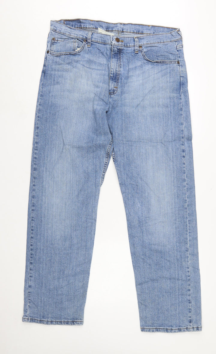 Wrangler Men's Blue Straight Leg Stretch Denim Jeans 36x32
