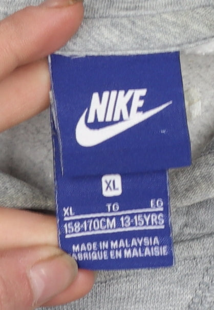 Nike Boys Grey Pullover Hoodie XL 13-15 Years Cotton Blend Casual
