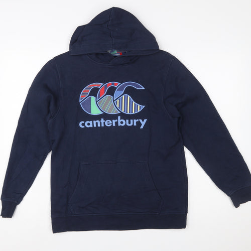 Canterbury Boys Navy Hoodie 14 Years Pullover Graphic Print Cotton Blend