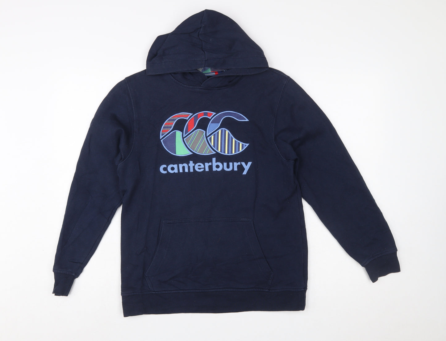 Canterbury Boys Navy Hoodie 14 Years Pullover Graphic Print Cotton Blend