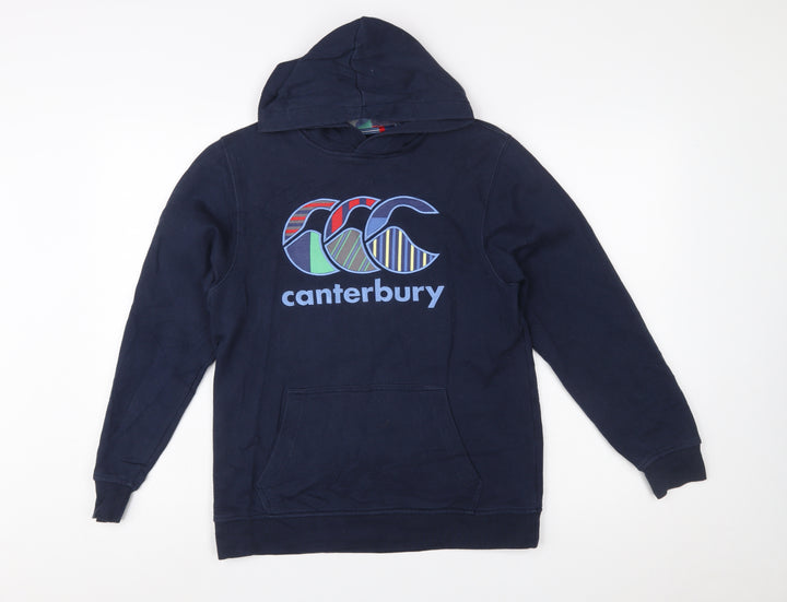 Canterbury Boys Navy Hoodie 14 Years Pullover Graphic Print Cotton Blend