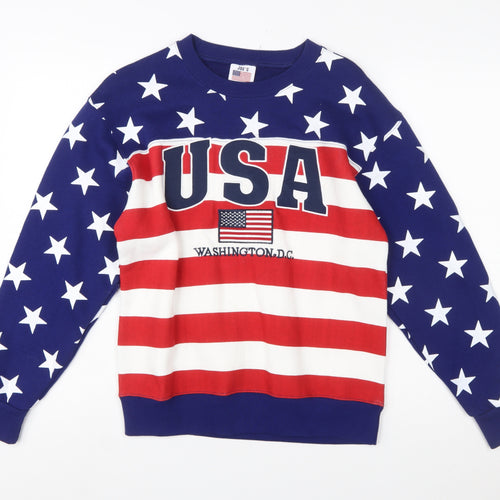 Joe's USA Flag Sweatshirt Womens Small Red White Blue Cotton Blend Pullover