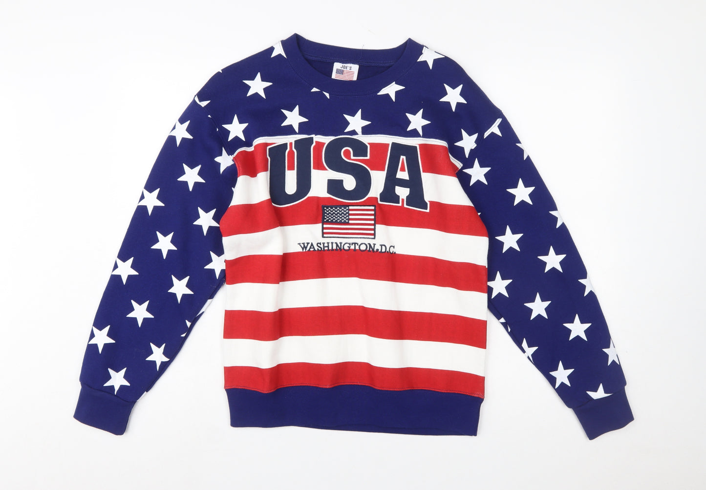 Joe's USA Flag Sweatshirt Womens Small Red White Blue Cotton Blend Pullover
