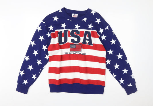 Joe's USA Flag Sweatshirt Womens Small Red White Blue Cotton Blend Pullover