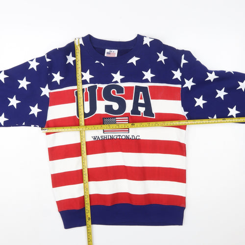 Joe's USA Flag Sweatshirt Womens Small Red White Blue Cotton Blend Pullover
