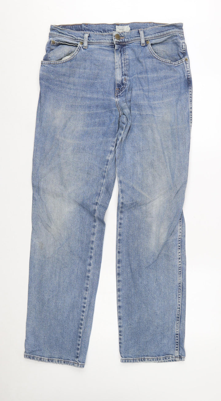 Wrangler Men's Blue Regular Fit Straight Denim Jeans 34W 32L