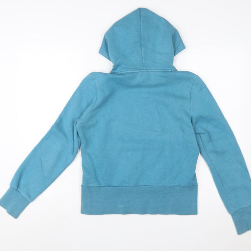 Adidas Women Blue Hoodie Size 10 Cotton Blend Pullover Sweatshirt