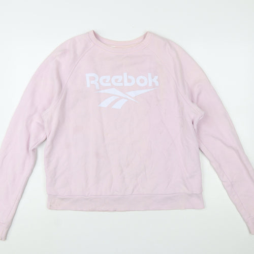 Reebok Women's Pink Crew Neck Pullover Sweatshirt Size L 16-18
