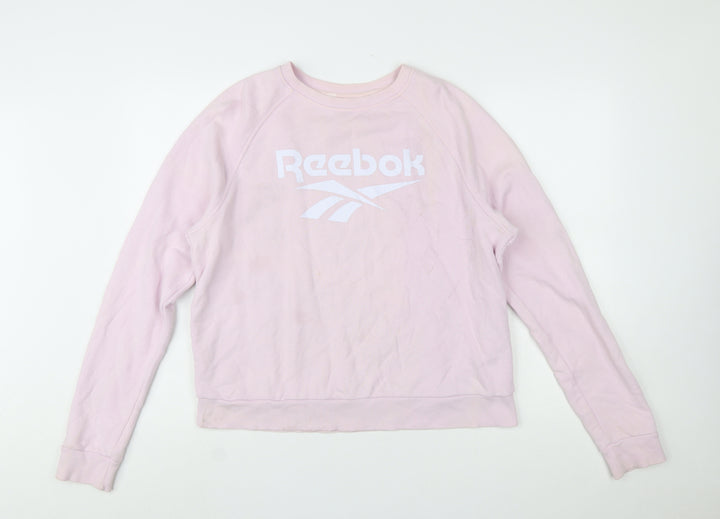 Reebok Women's Pink Crew Neck Pullover Sweatshirt Size L 16-18