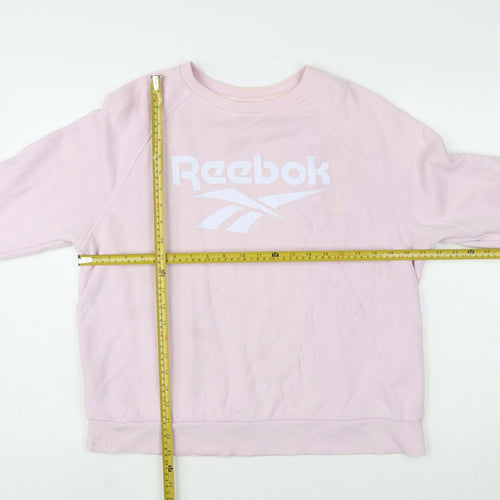 Reebok Women's Pink Crew Neck Pullover Sweatshirt Size L 16-18