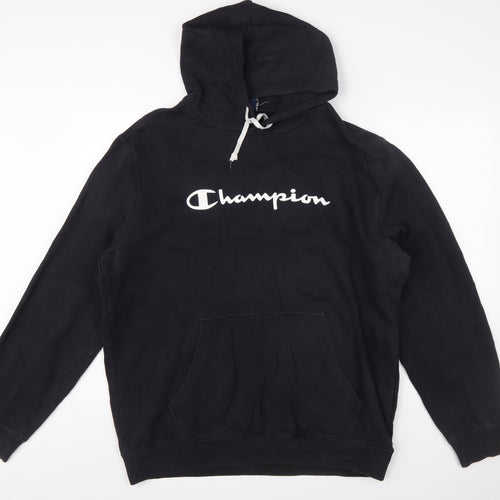 Champion Men's Black 2XL Pullover Hoodie with Logo Print