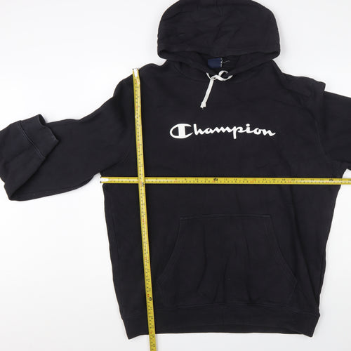 Champion Men's Black 2XL Pullover Hoodie with Logo Print
