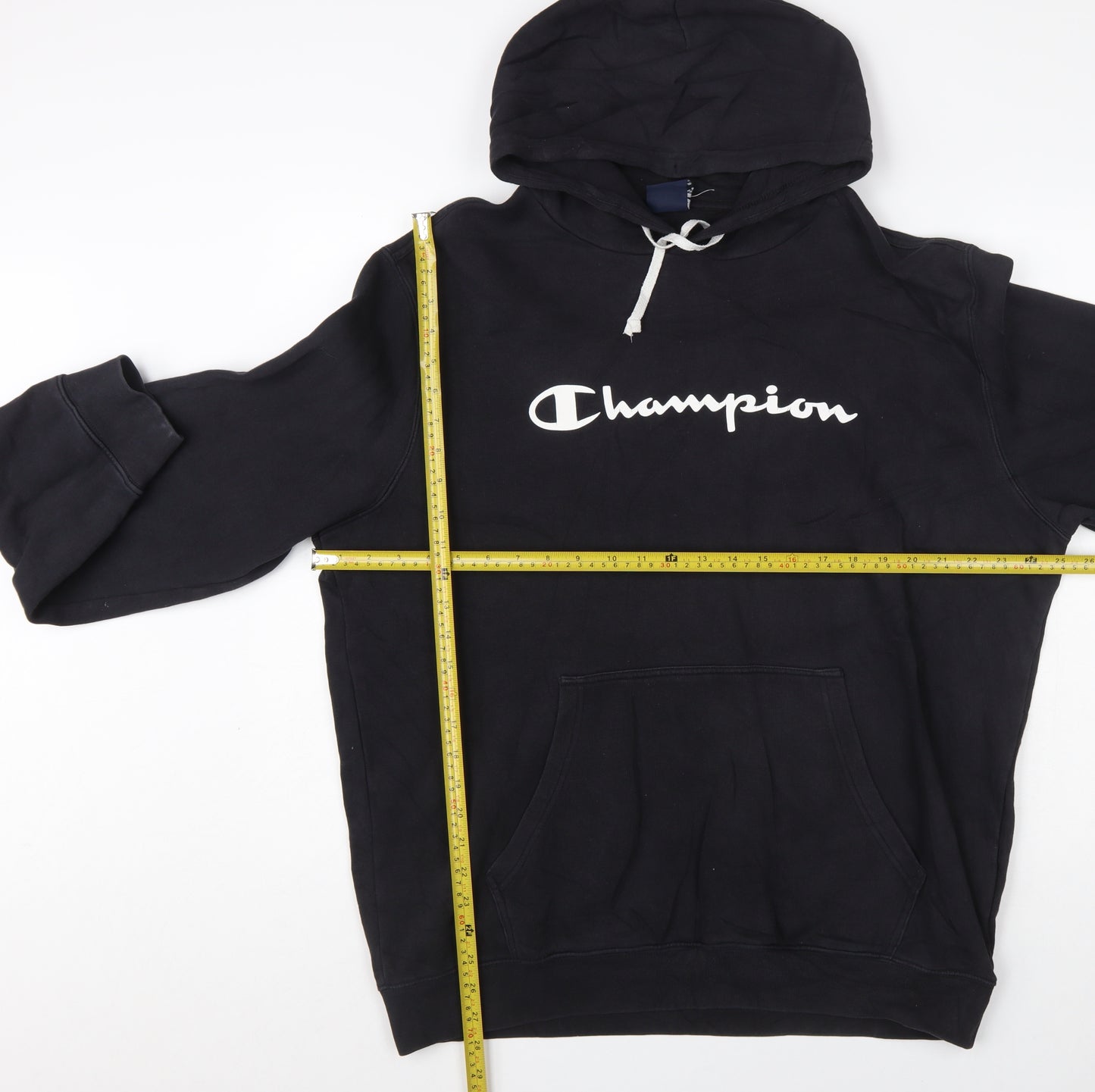 Champion Men's Black 2XL Pullover Hoodie with Logo Print
