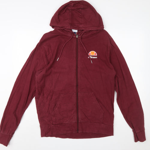 Ellesse Men's Red Full Zip Hoodie L Sportswear Cotton Blend