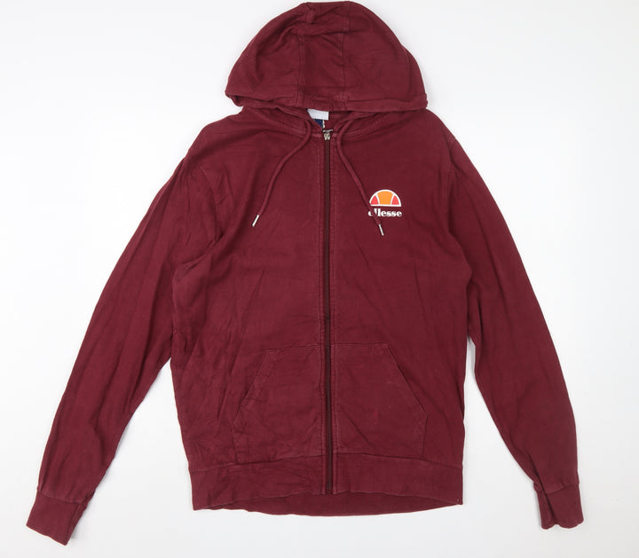 Ellesse Men's Red Full Zip Hoodie L Sportswear Cotton Blend