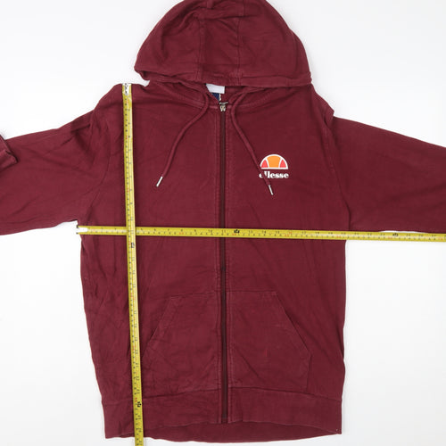 Ellesse Men's Red Full Zip Hoodie L Sportswear Cotton Blend