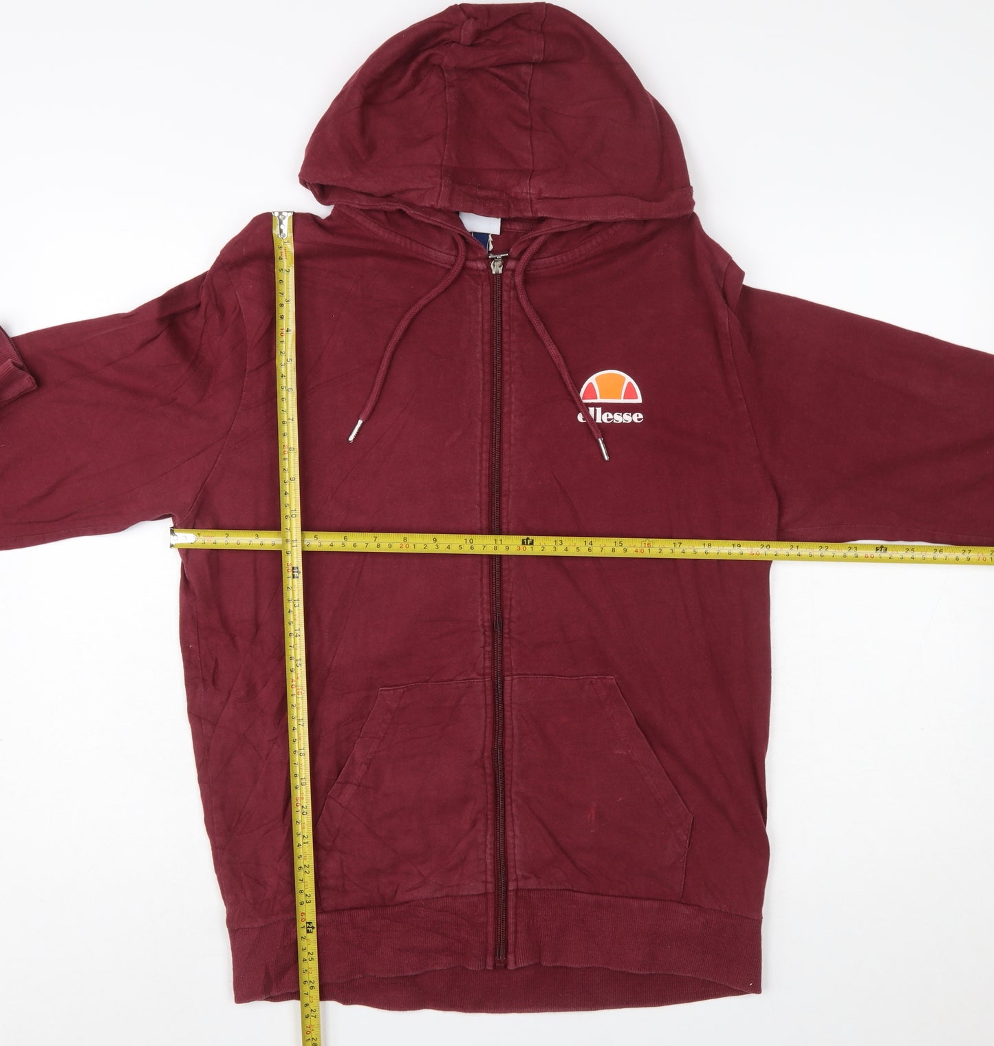 Ellesse Men's Red Full Zip Hoodie L Sportswear Cotton Blend