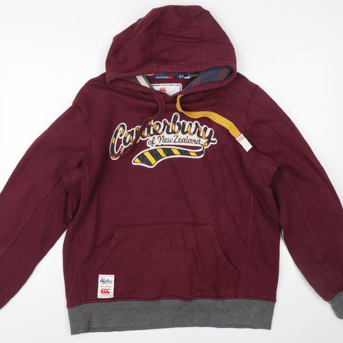 Canterbury Men's Red Pullover Hoodie L Rugby Embroidered Sports