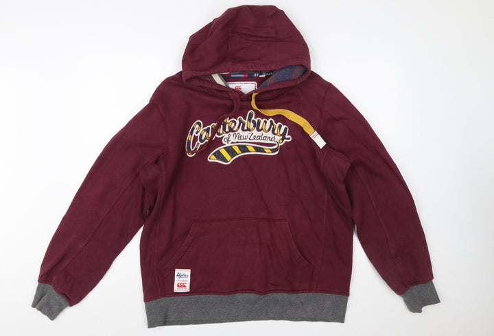 Canterbury Men's Red Pullover Hoodie L Rugby Embroidered Sports