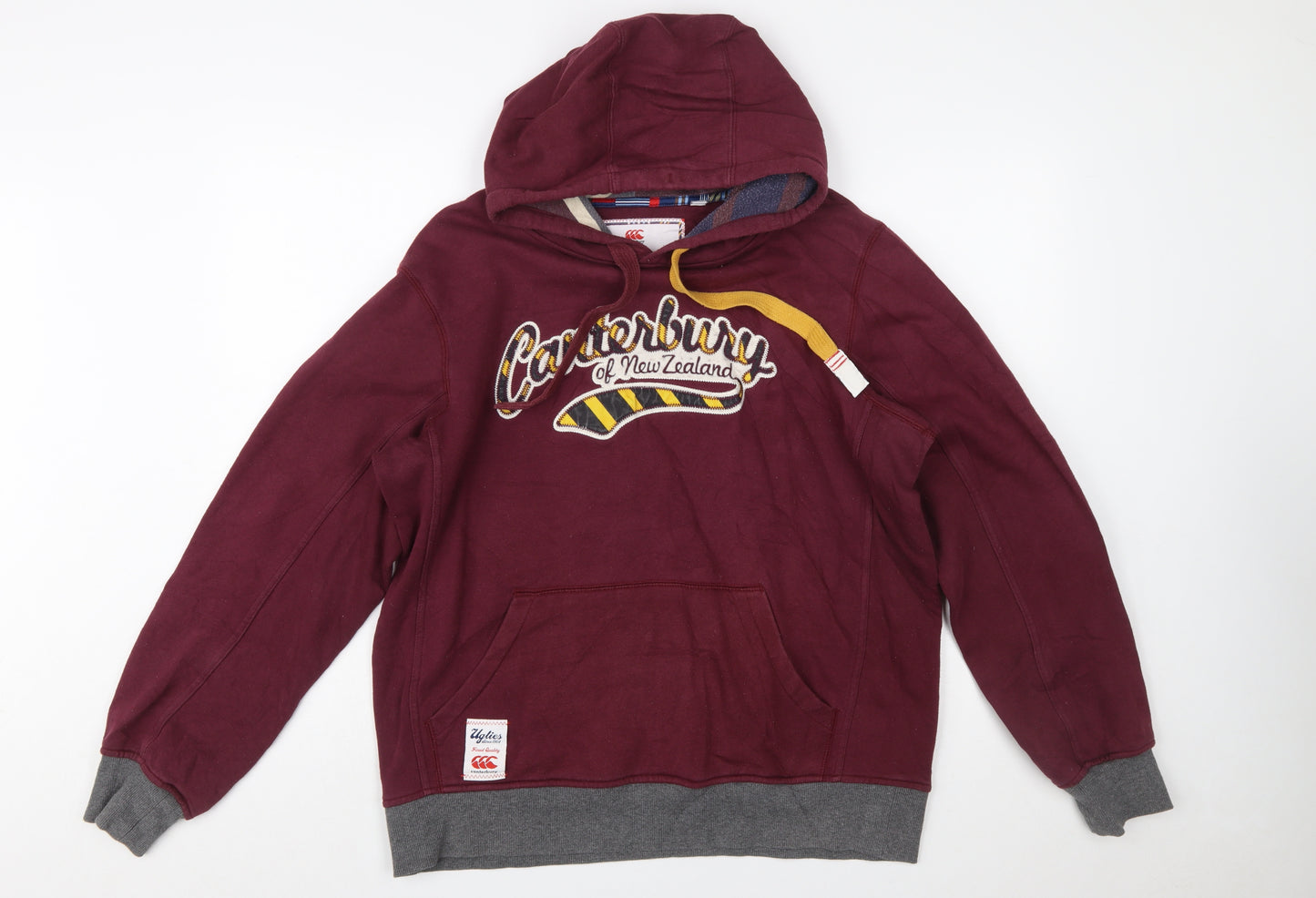 Canterbury Men's Red Pullover Hoodie L Rugby Embroidered Sports