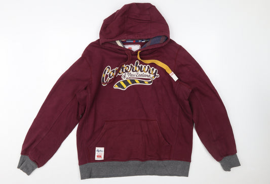 Canterbury Men's Red Pullover Hoodie L Rugby Embroidered Sports