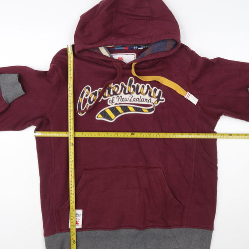 Canterbury Men's Red Pullover Hoodie L Rugby Embroidered Sports
