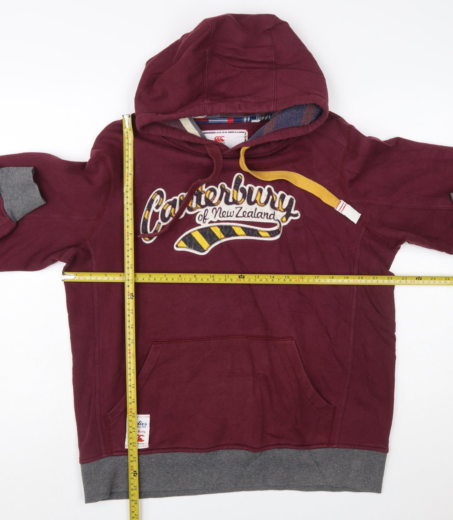 Canterbury Men's Red Pullover Hoodie L Rugby Embroidered Sports