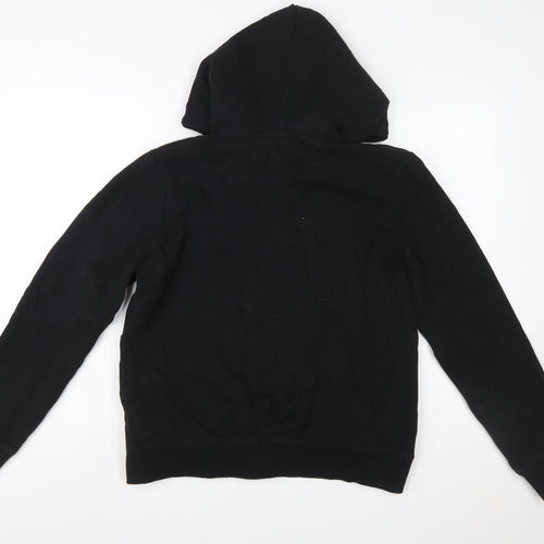 Superdry Women's Black Full Zip Hoodie UK 12 Lined Logo Casual